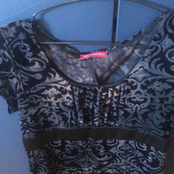 VINTAGE SAN FRANCISCO black velour top size L - Picture 3 of 9